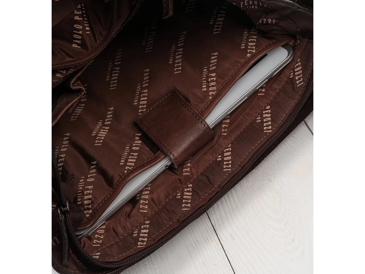 Skórzana torba męska na ramię vintage A4 laptop 13" brązowa
