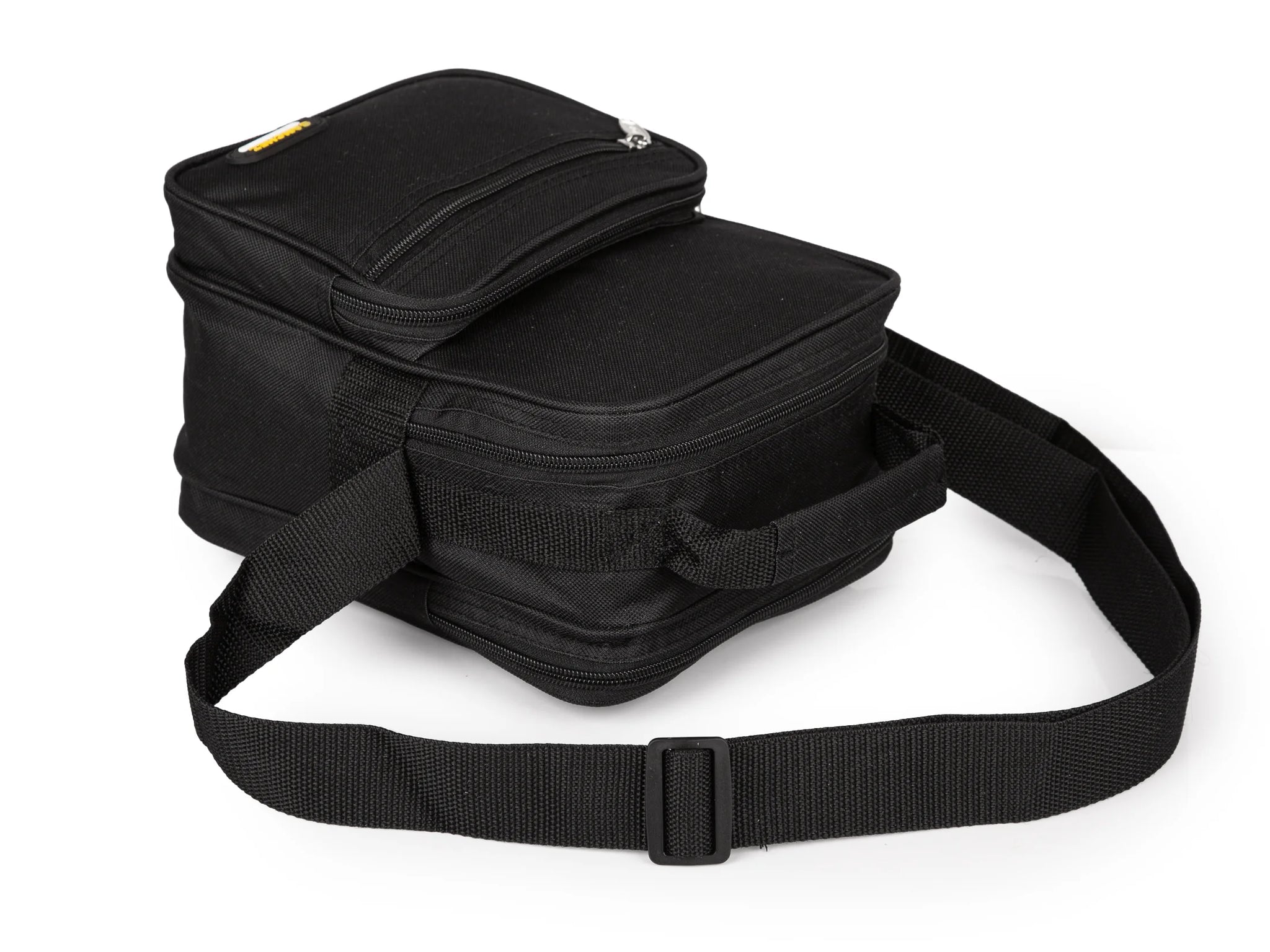 Torba męska na ramię czarna listonoszka pionowa 3 komory nylon