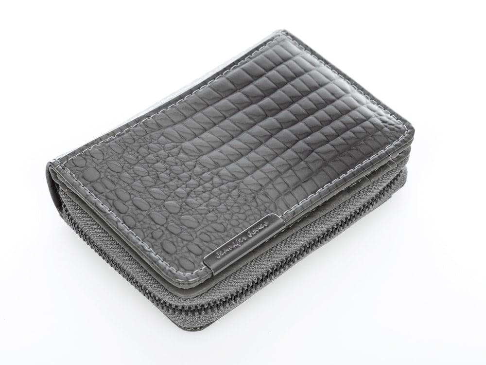 Szary portfel damski skórzany Jennifer Jones mały na zamek