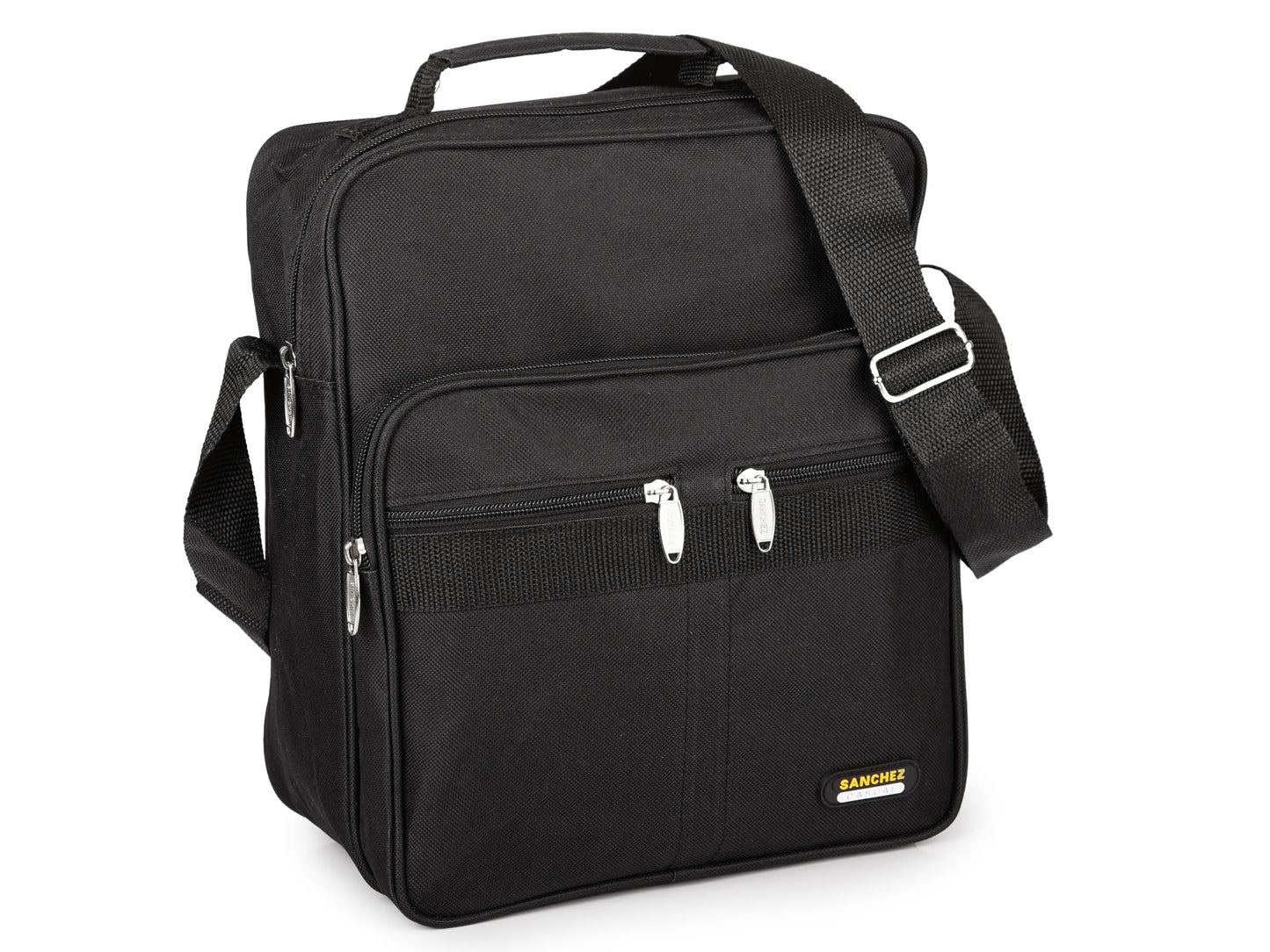 Torba męska na ramię czarna A4 nylon pionowa 31x26 Sanchez