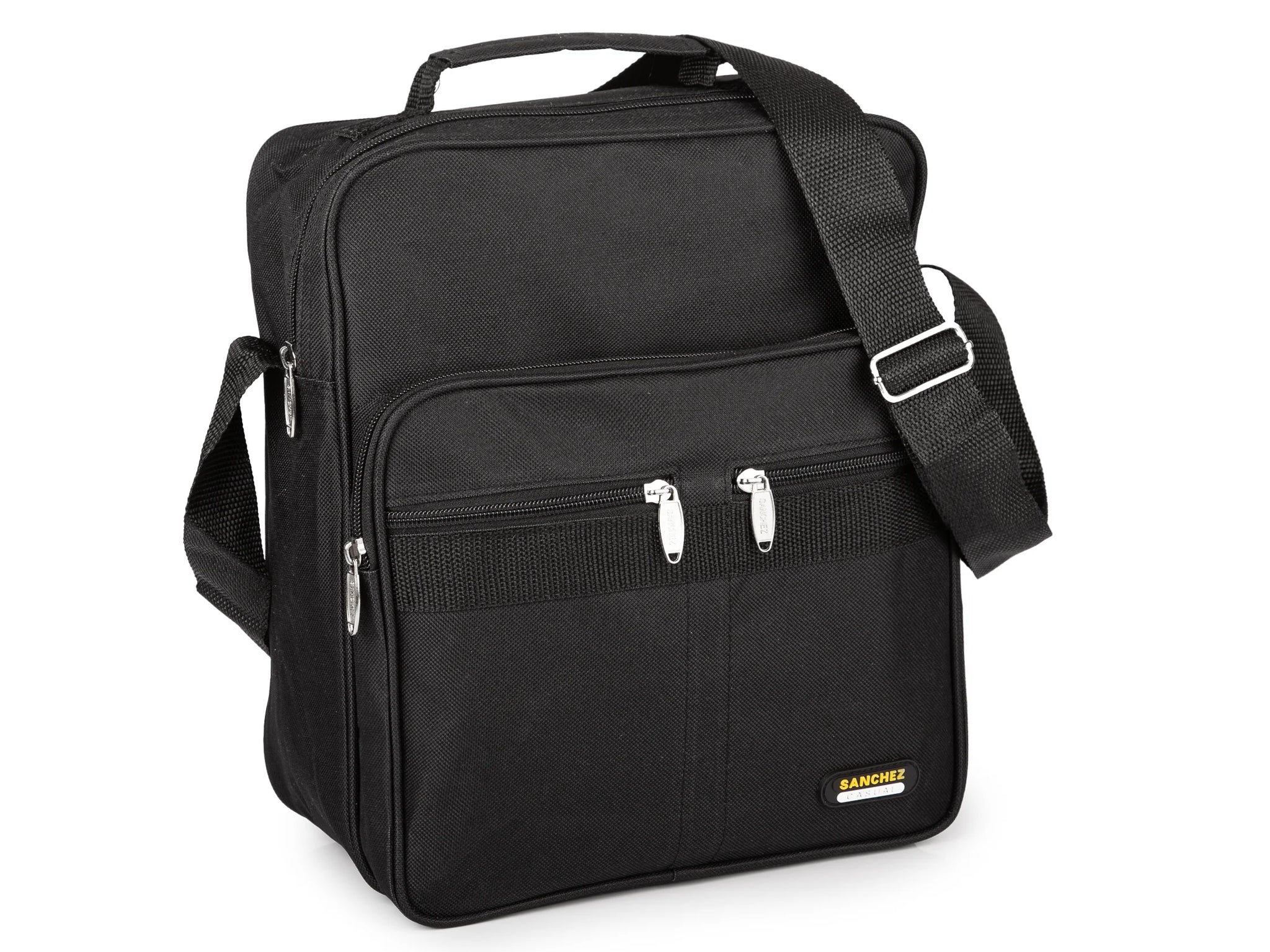 Torba męska na ramię czarna A4 nylon pionowa 31x26 Sanchez