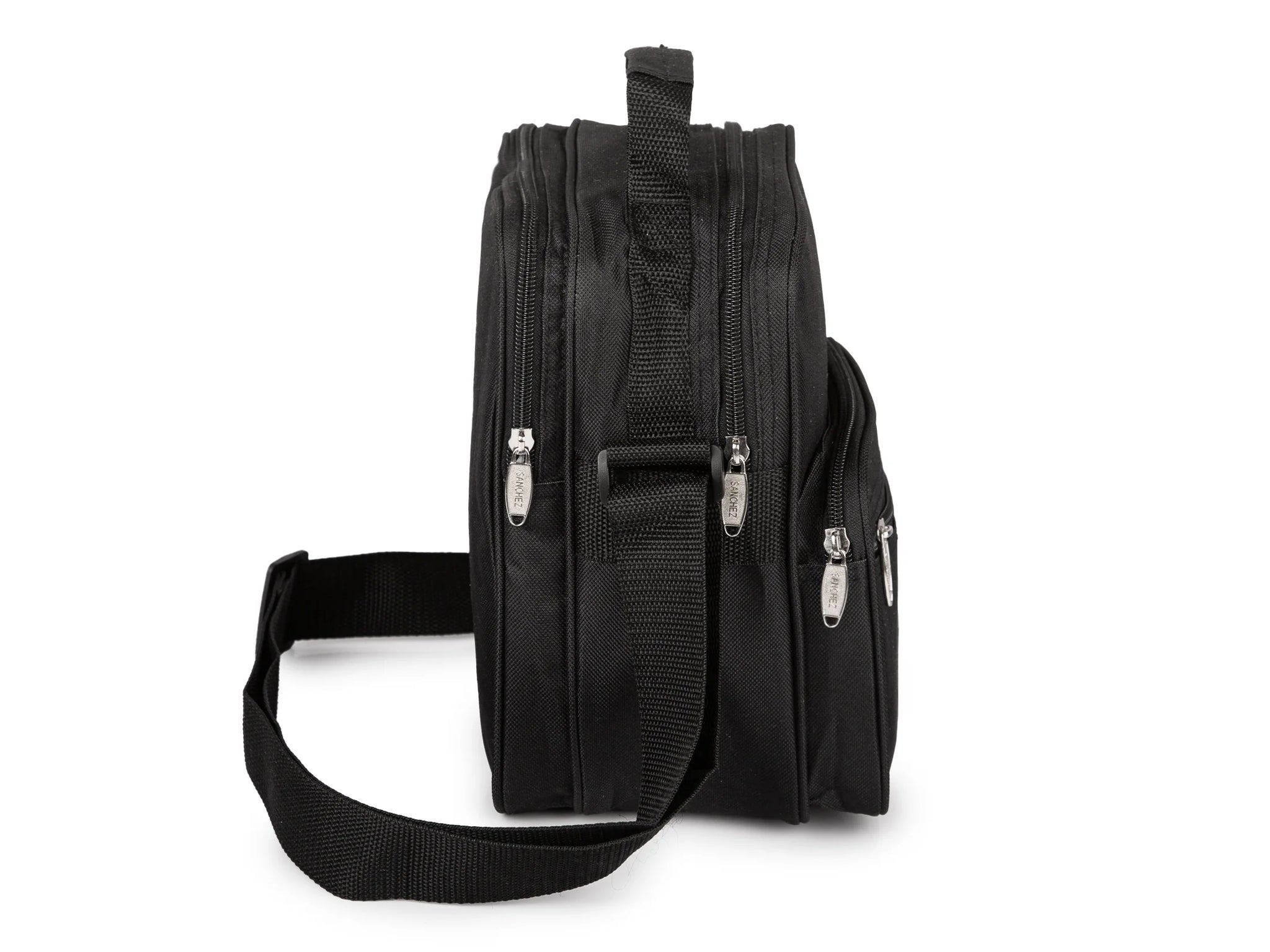 Torba męska na ramię czarna listonoszka pionowa 3 komory nylon