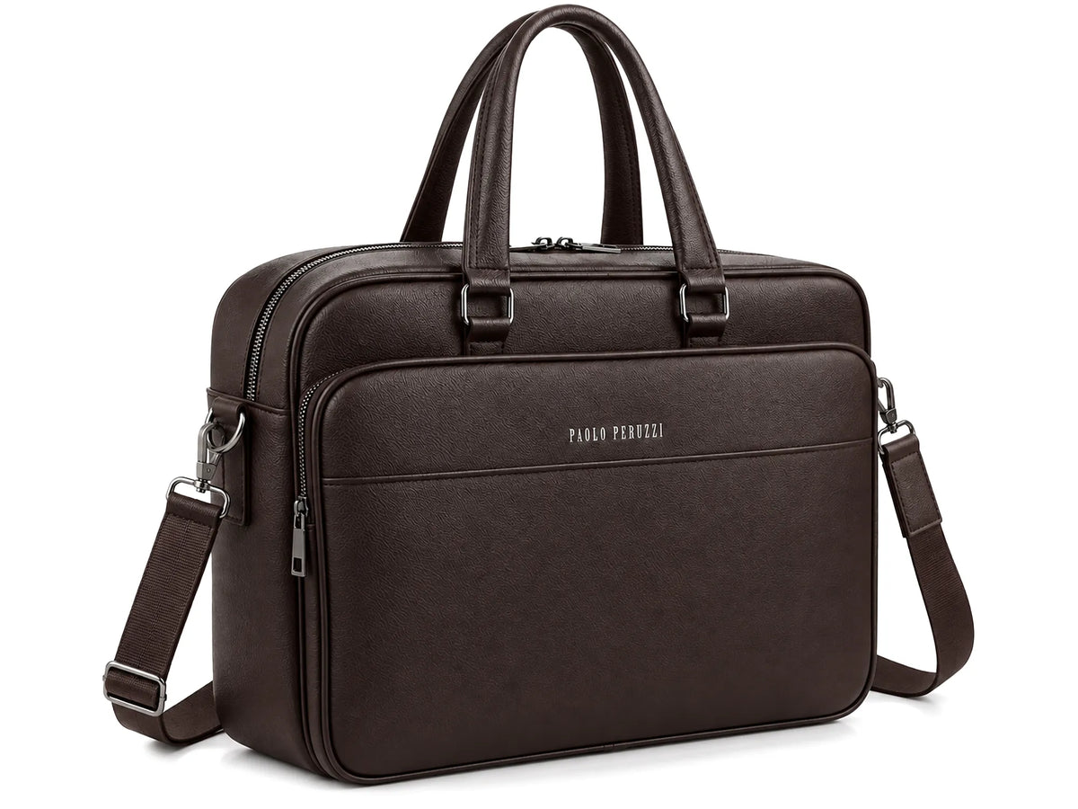 Torba męska do pracy A4 na laptopa 15.6" eko skóra brąz