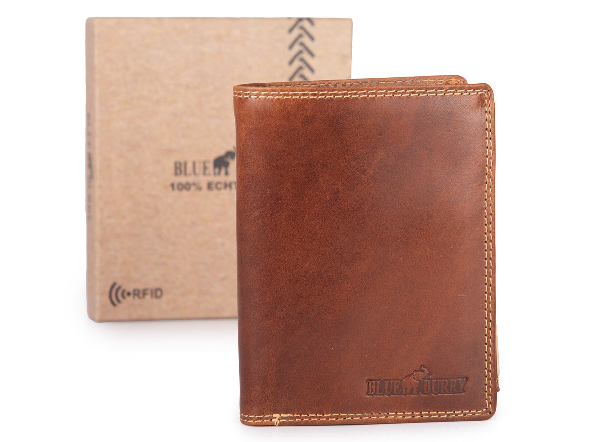 Portfel skórzany pionowy RFID brązowy Blue Burry 100% skóra