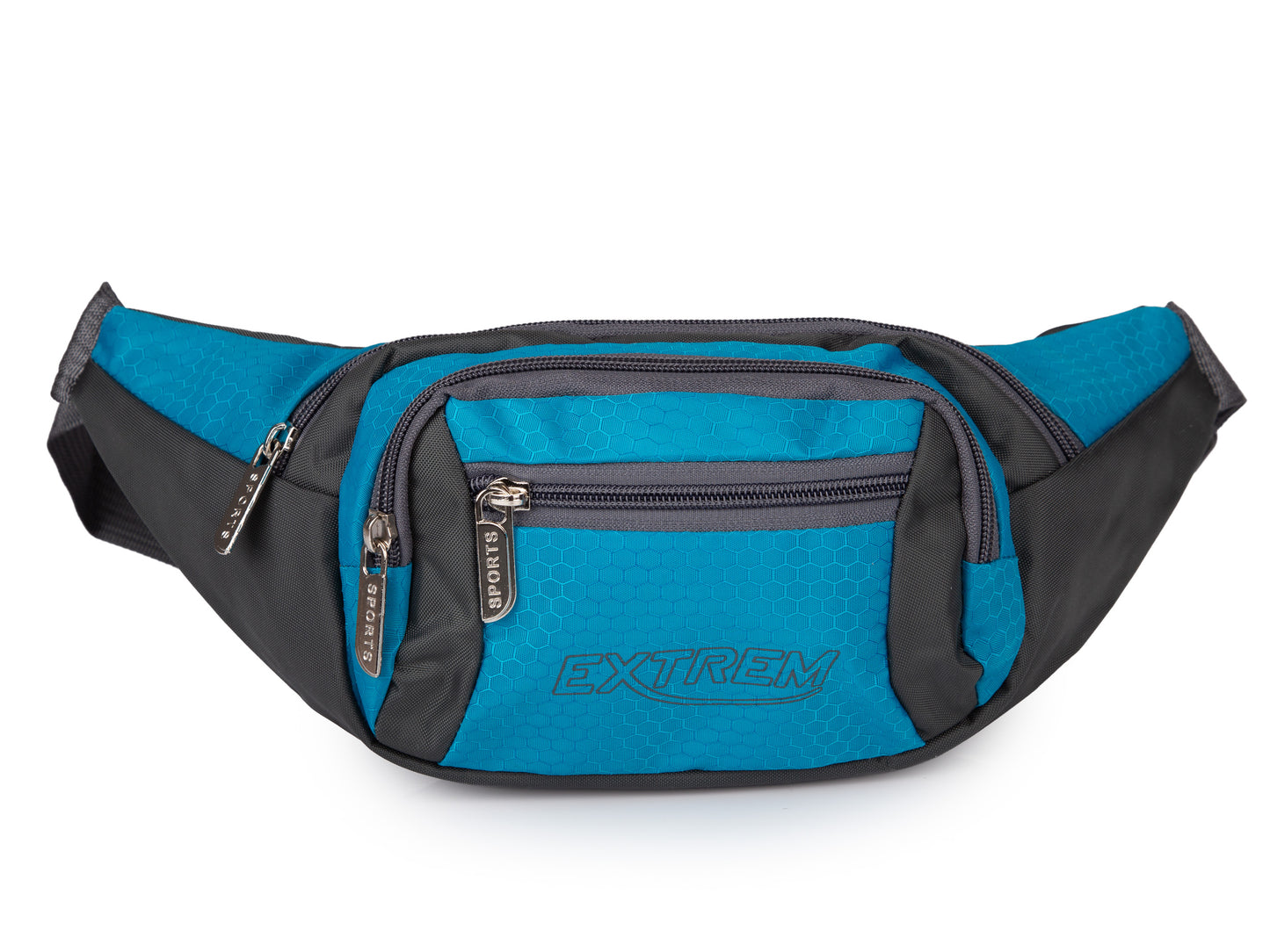 Saszetka biodrowa Bag Street błękitna wodoodporna z 4 kieszeniami 35 cm