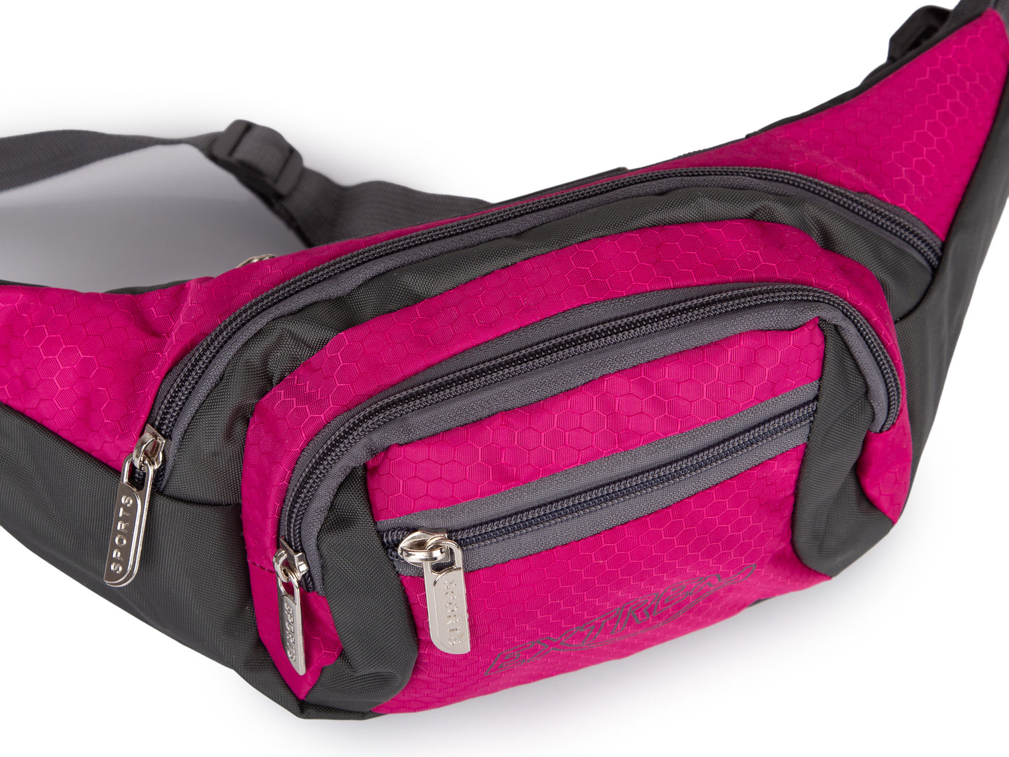 Saszetka nerka różowa Bag Street wodoodporna 35 cm z 4 kieszeniami