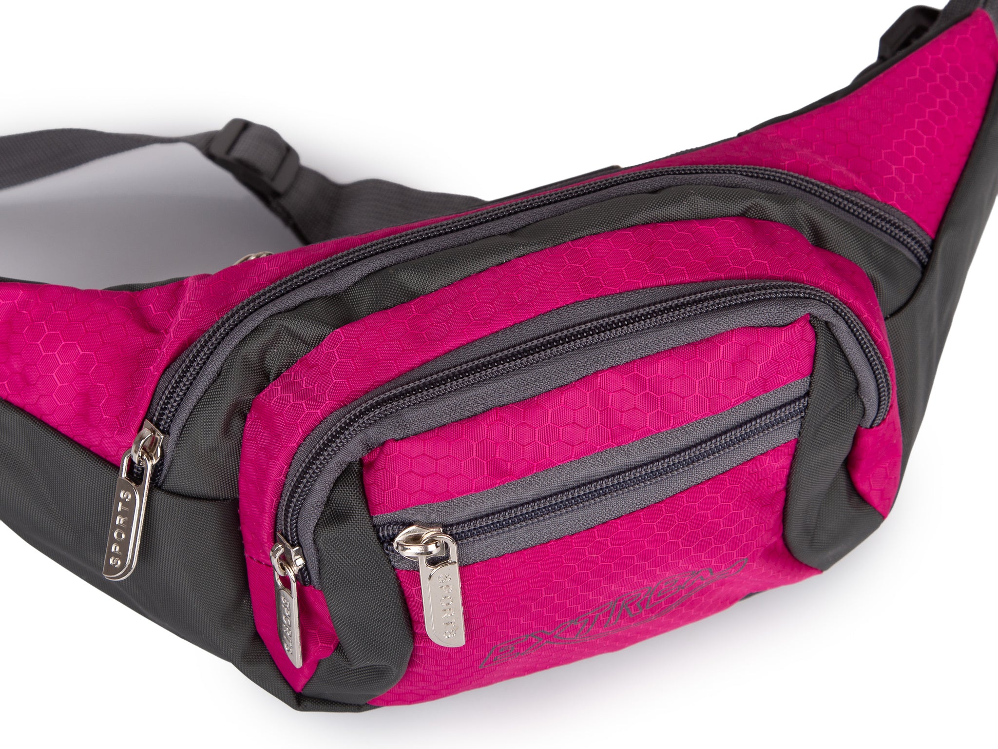 Saszetka nerka różowa Bag Street wodoodporna 35 cm z 4 kieszeniami