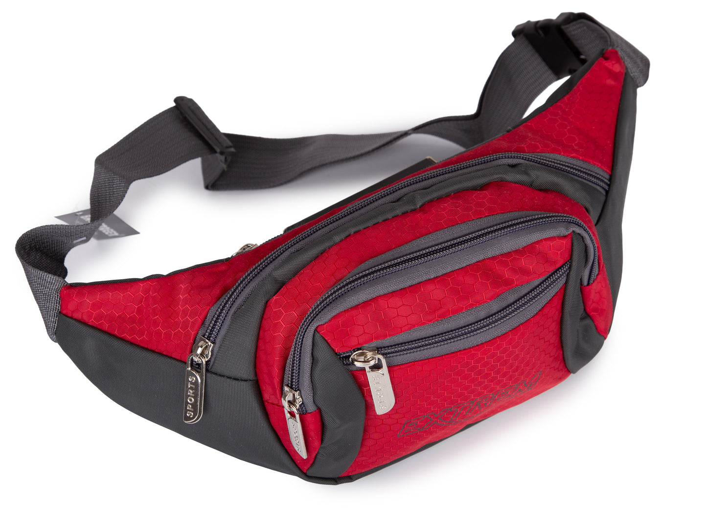 Czerwona saszetka biodrowa Bag Street wodoodporna z paskiem 35x13 cm
