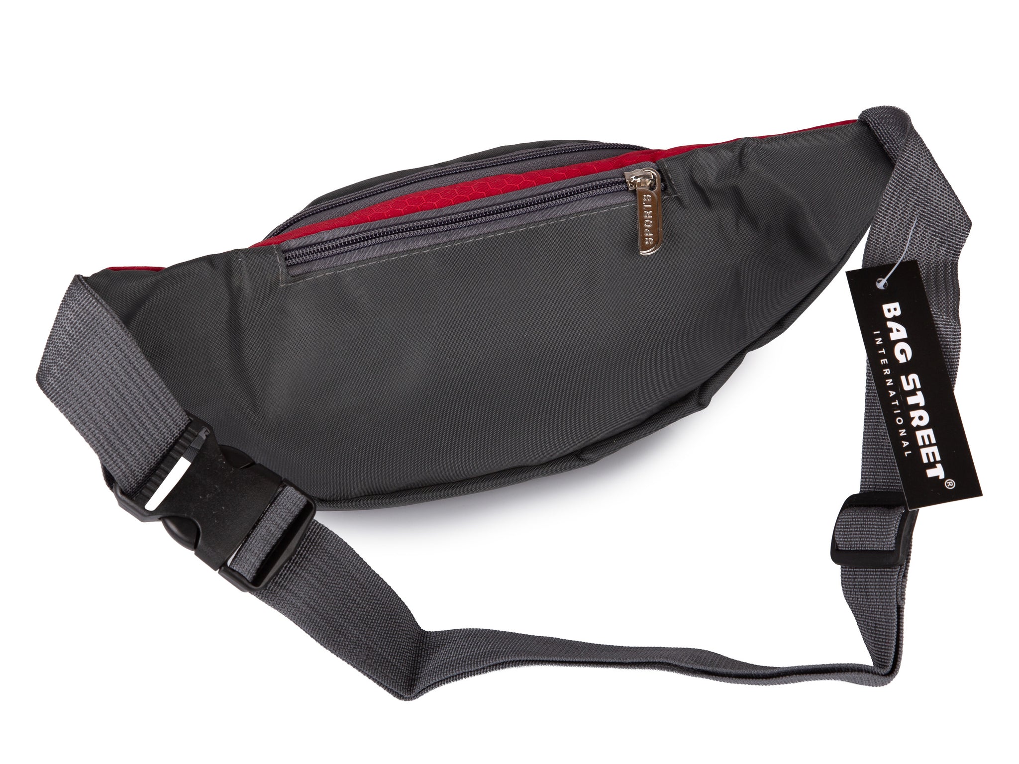 Czerwona saszetka biodrowa Bag Street wodoodporna z paskiem 35x13 cm