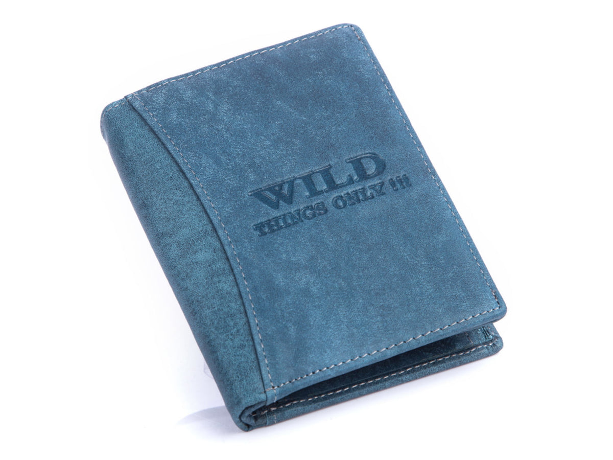 Portfel męski skórzany niebieski WILD RFID 8 kart 2 banknoty