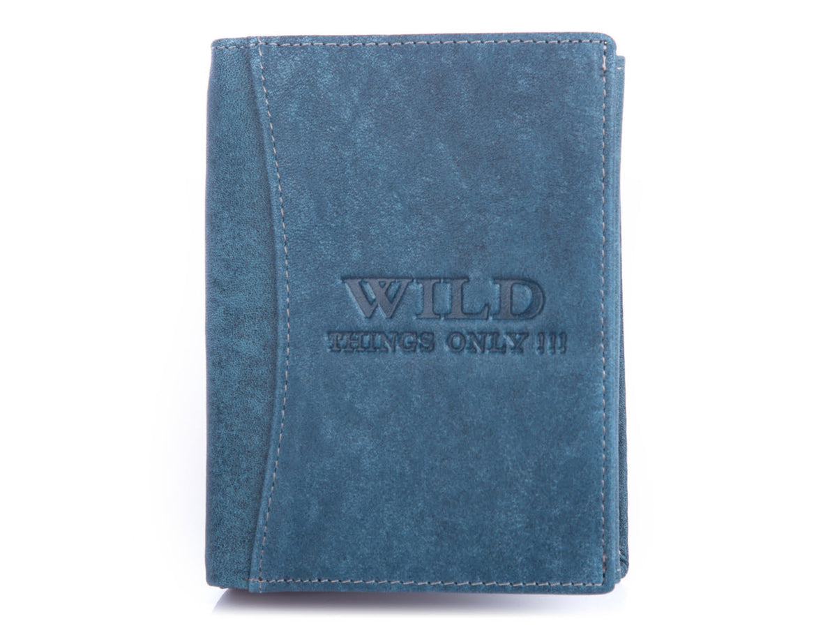 Portfel męski skórzany niebieski WILD RFID 8 kart 2 banknoty