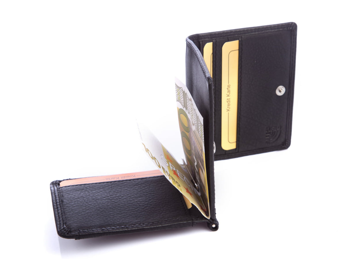 Banknotówka Money Maker czarna skórzana z klipsem RFID 9 kart