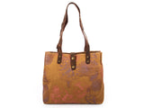 Torba damska Harold's canvas brązowa vintage A4 skórzane uchwyty