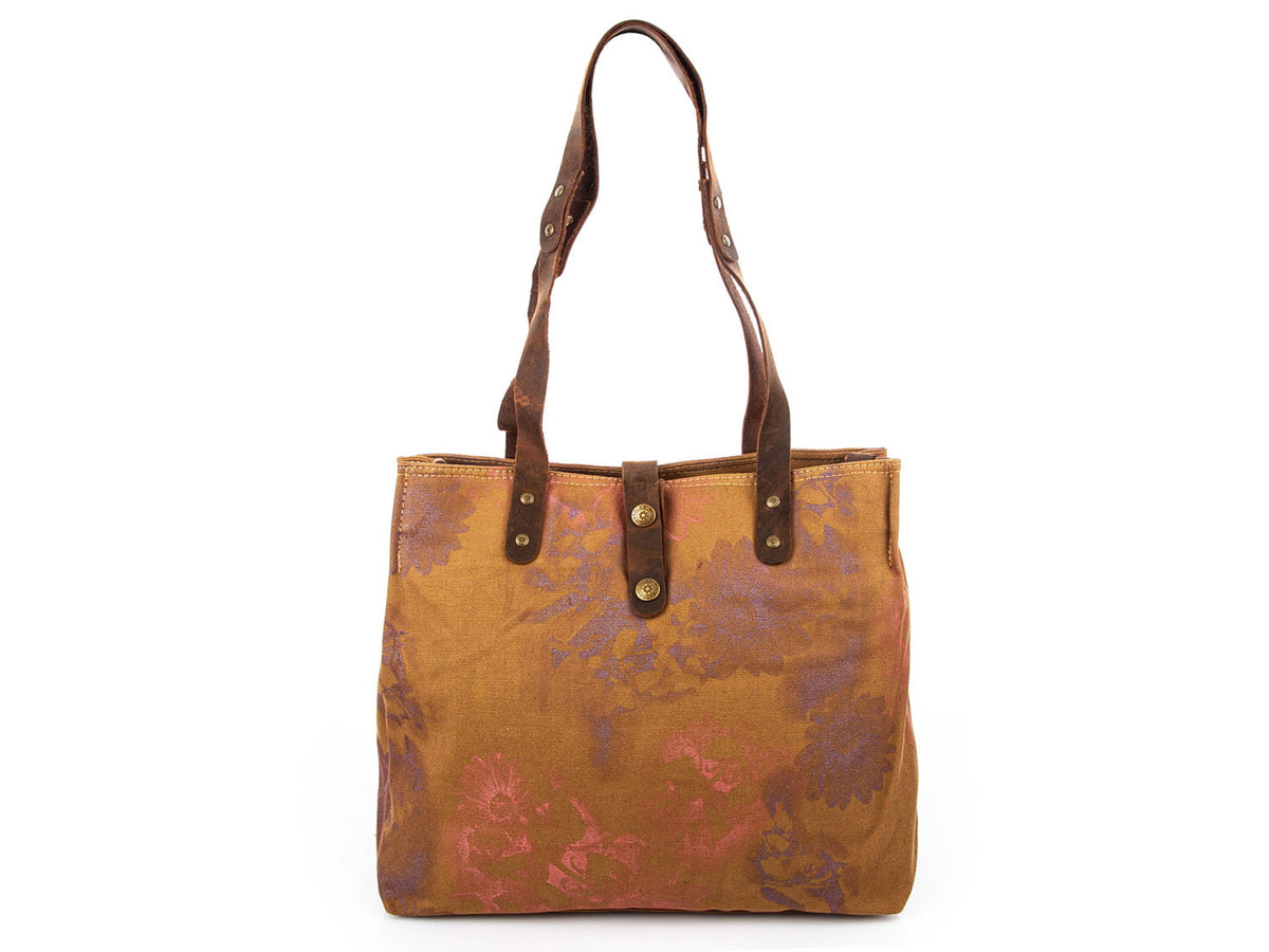 Torba damska Harold's canvas brązowa vintage A4 skórzane uchwyty