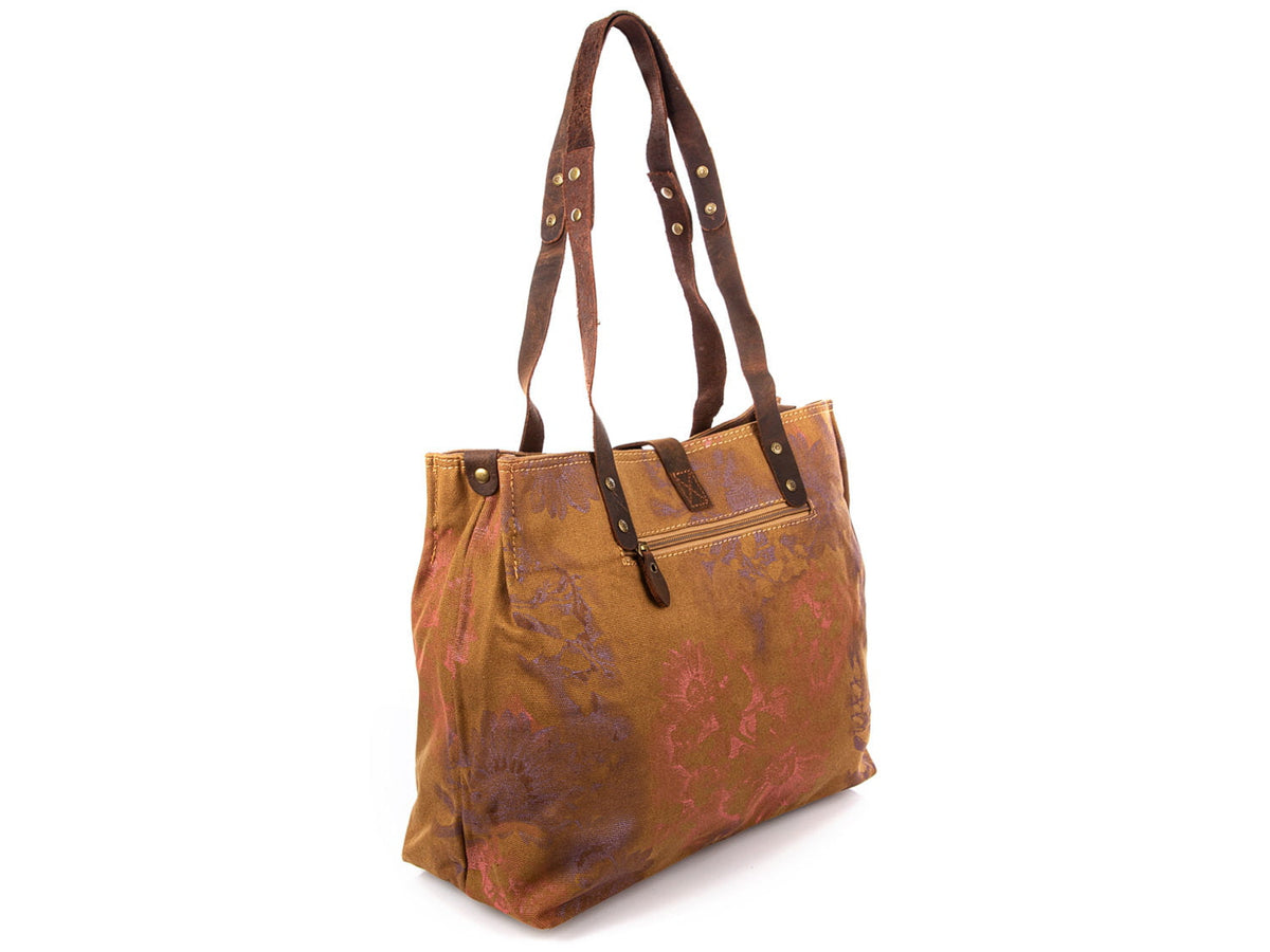 Torba damska Harold's canvas brązowa vintage A4 skórzane uchwyty