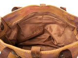 Torba damska Harold's canvas brązowa vintage A4 skórzane uchwyty