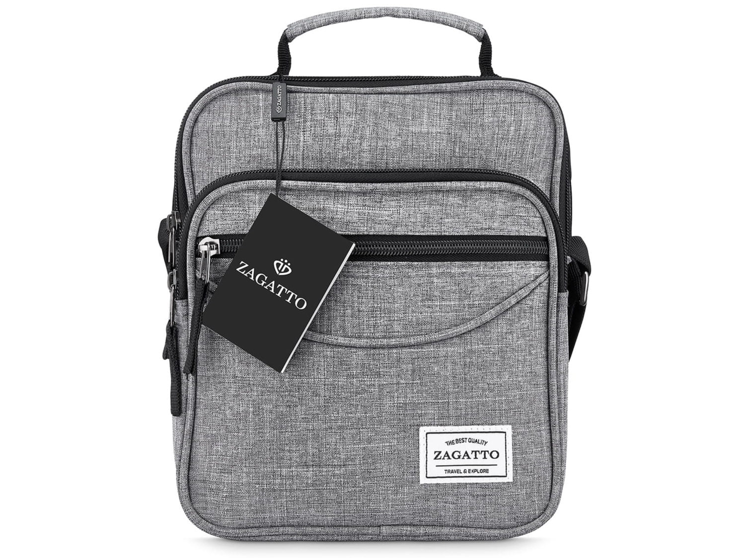 Torba męska szara na ramię ZAGATTO Sling Bag ZG55 z codury 22x19,5 cm