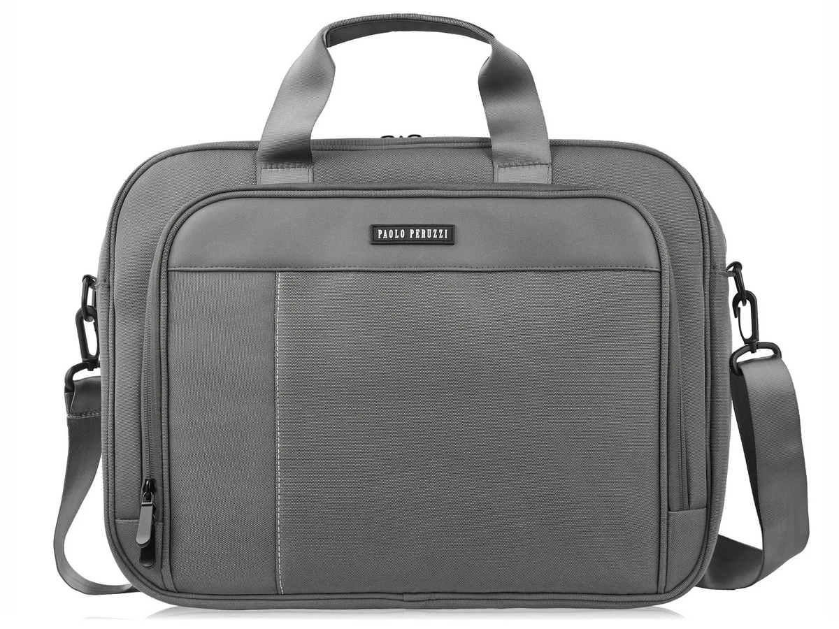 Torba na laptopa 15,6" 40x30 cm szara lekka z paskiem na ramię