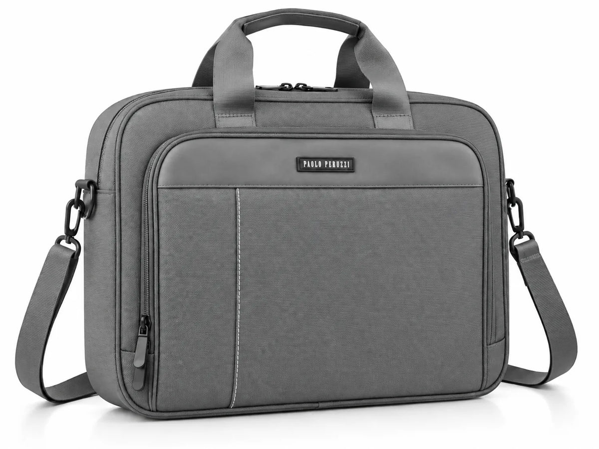 Torba na laptopa 15,6" 40x30 cm szara lekka z paskiem na ramię