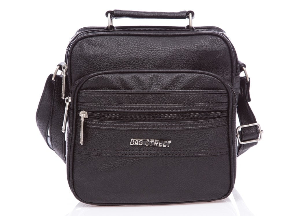 Torba męska czarna Bag Street na ramię eko skóra 22,5x21 cm z kieszeniami