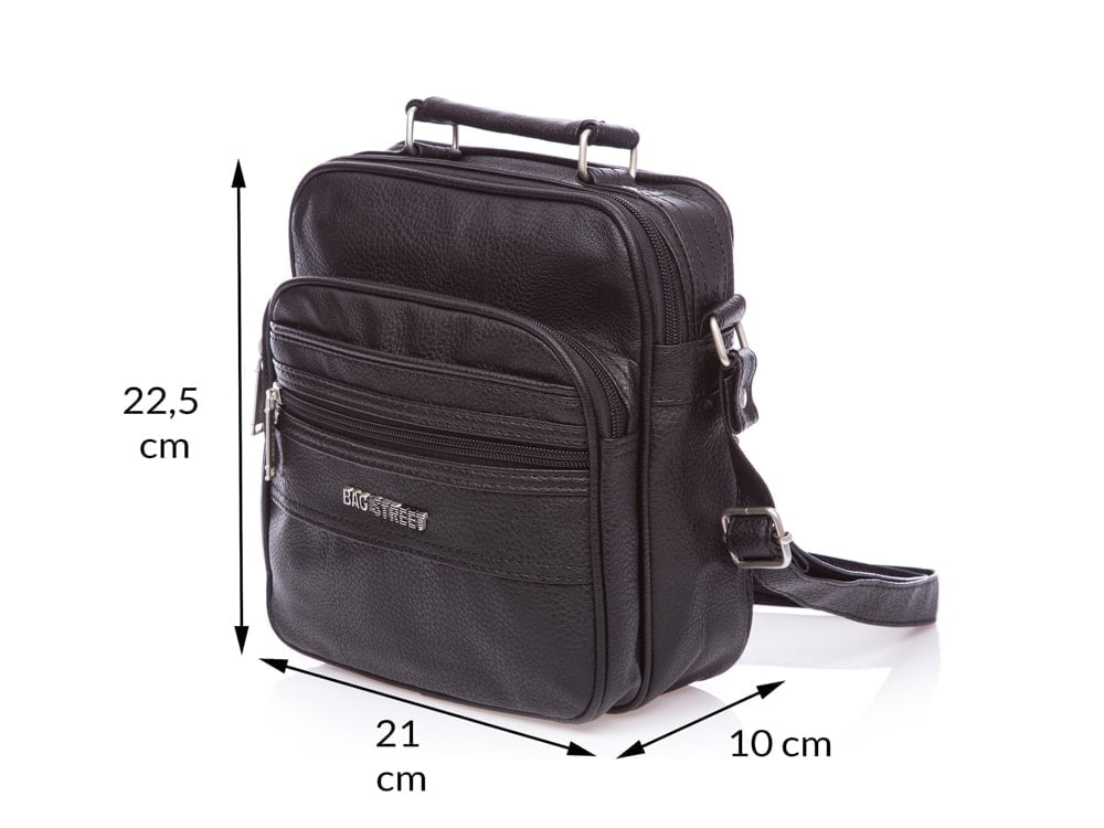 Torba męska czarna Bag Street na ramię eko skóra 22,5x21 cm z kieszeniami