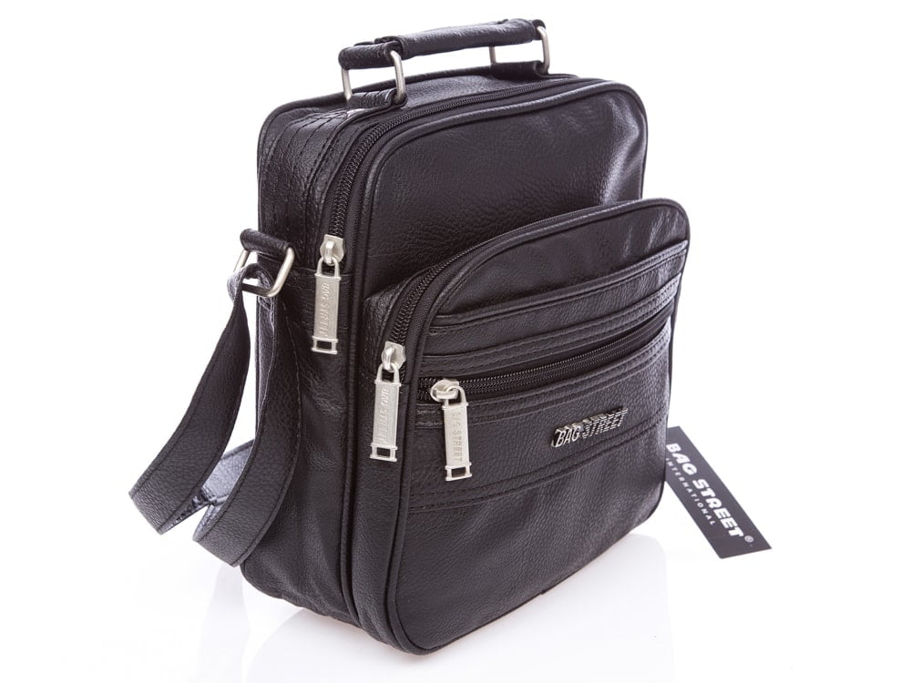 Torba męska czarna Bag Street na ramię eko skóra 22,5x21 cm z kieszeniami